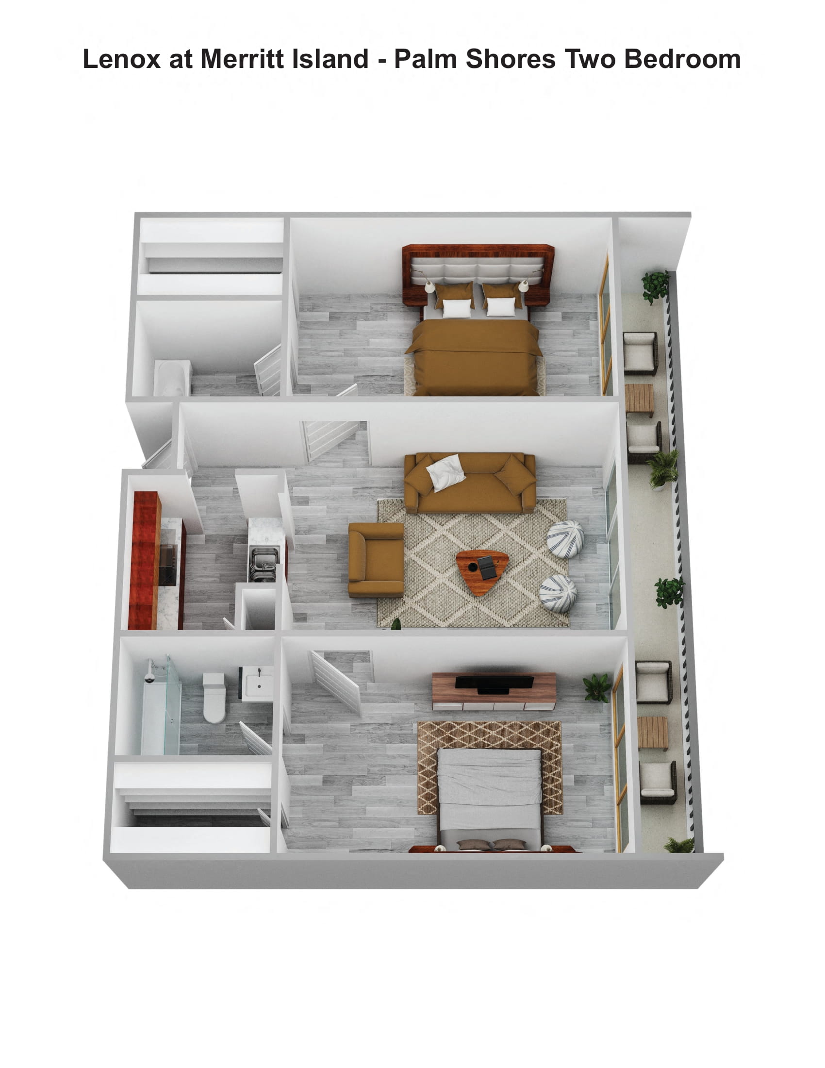Floor plan for 2 beds, 2 baths, 910 sqft